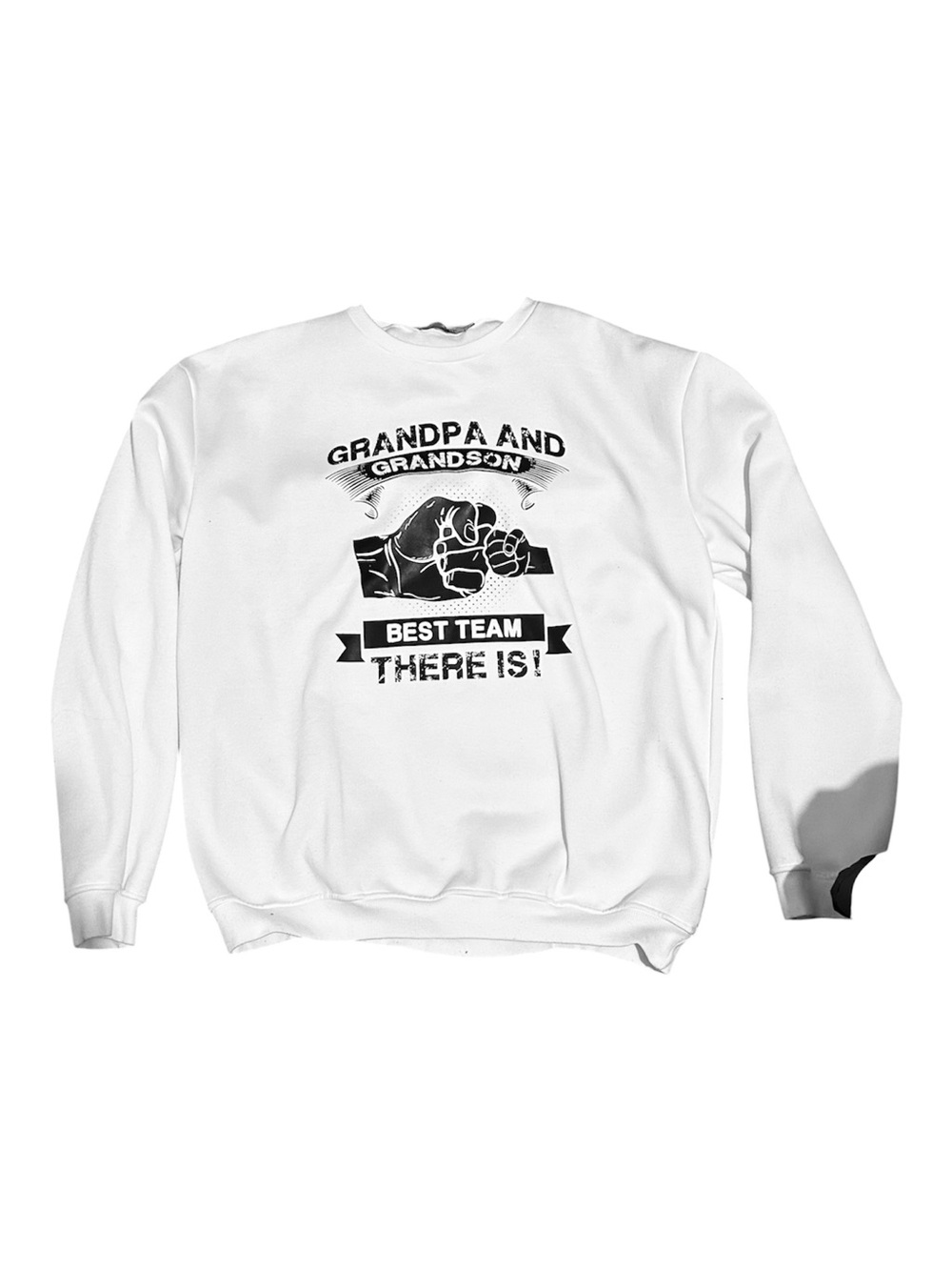 White 'Grandpa and Grandson' Graphic Crewneck Sweatshirt